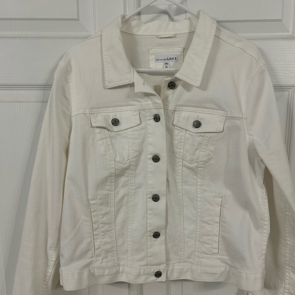 LOFT White Denim Jacket XL